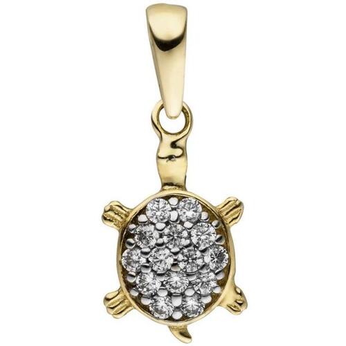 Anh�nger Schildkr�te 333 Gold Gelbgold 14 Zirkonia Goldanh�nger