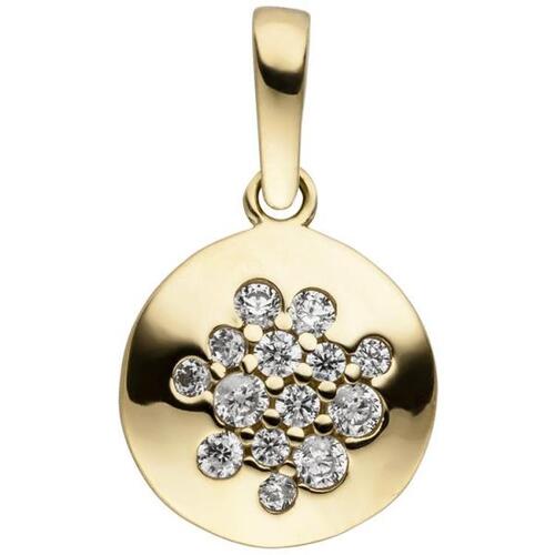 Anh�nger rund 333 Gold Gelbgold 14 Zirkonia Goldanh�nger