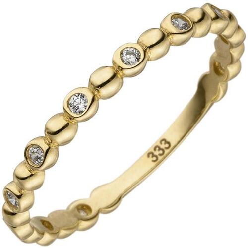 Damen Ring Kugel 333 Gelbgold 11 Zirkonia, Goldring Kugelring (Gr��e: 52)