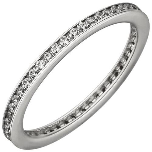 Damen Ring schmal, 925 Sterling Silber mit Zirkonia rundum (Gr��e: 66)