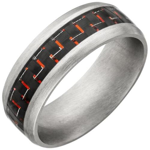 Herren Ring Edelstahl matt Carbon-Einlagen mit roten Effekten (Gr��e: 60)