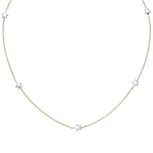 Collier Halskette Stern 375 Gold Gelbgold Wei�gold bicolor diamantiert 43 cm