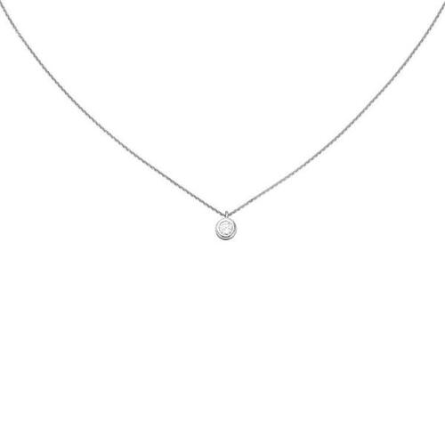 Collier 925 Sterling Silber 1 Zirkonia 43 cm Silberkette Karabiner