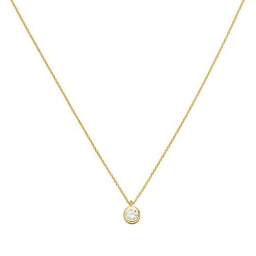Collier Kettte mit Anh�nger 925 Silber vergoldet 1 Zirkonia 43 cm Kette