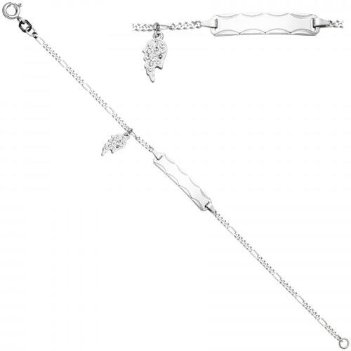 Schildband Fl�gel 925 Sterling Silber diamantiert 14 Zirkonia 16 cm