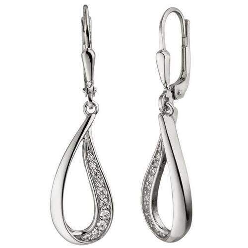 Ohrh�nger Tropfen 925 Sterling Silber 20 Zirkonia Ohrringe
