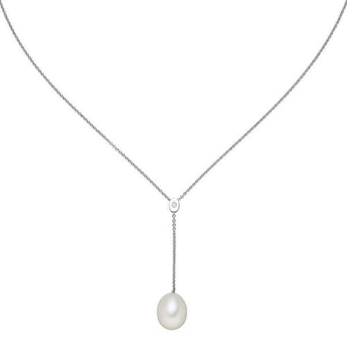 Collier 925 Sterling Silber 1 S��wasser Perle 1 Zirkonia 45 cm Silberkette