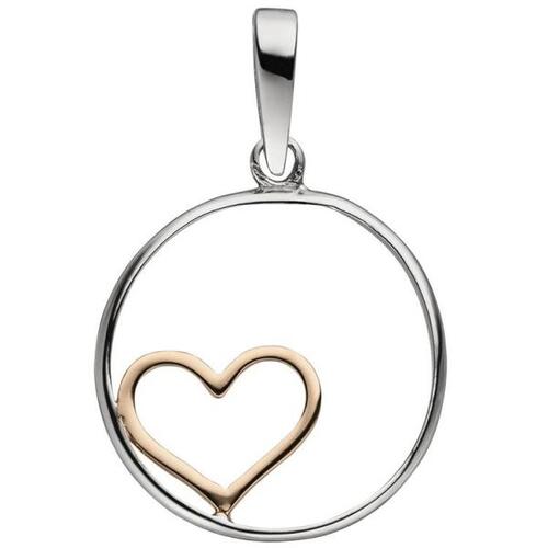 Anh�nger Herz 925 Sterling Silber bicolor vergoldet Herzanh�nger