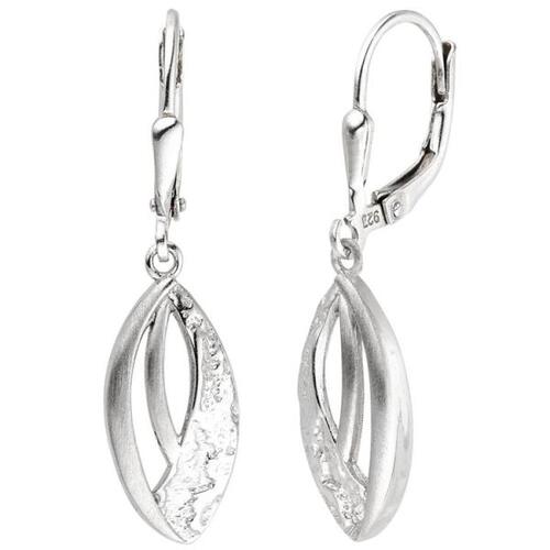 Ohrh�nger 925 Silber matt und geh�mmert Ohrringe Boutons Silberohrringe