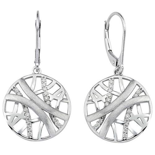 Ohrh�nger 925 Silber mattiert 32 Zirkonia Ohrringe Boutons