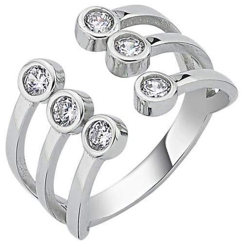 Damen Ring offen 925 Sterling Silber 6 Zirkonia (Gr��e: 50)