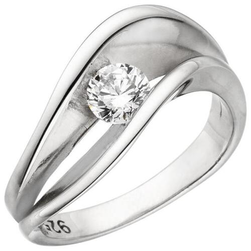 Damen Ring 925 Sterling Silber, 1 Zirkonia ca. 8,4 mm breit (Gr��e: 56)