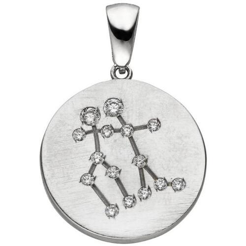 Anhnger Sternzeichen Zwilling 925 Sterling Silber matt 15 Zirkonia