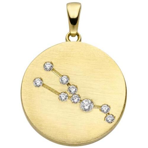 Anh�nger Sternzeichen Stier 333 Gold Gelbgold matt 9 Zirkonia