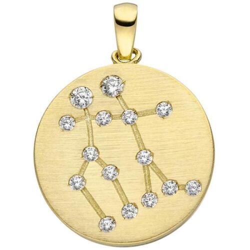 Anh�nger Sternzeichen Zwilling 333 Gold Gelbgold matt 15 Zirkonia