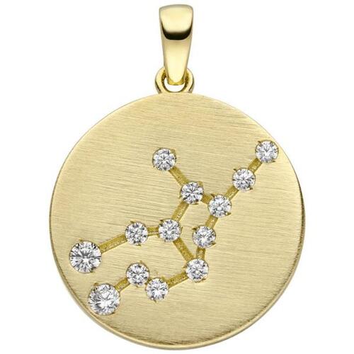 Anh�nger Sternzeichen Jungfrau 333 Gold Gelbgold matt 13 Zirkonia