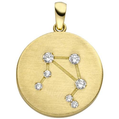 Anh�nger Sternzeichen Waage 333 Gold Gelbgold matt 7 Zirkonia Goldanh�nger