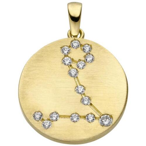 Anh�nger Sternzeichen Fische 333 Gold Gelbgold matt 15 Zirkonia