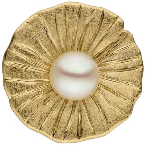 Anh�nger 585 Gold Gelbgold, eismatt 1 S��wasser Perle, Perlenanh�nger
