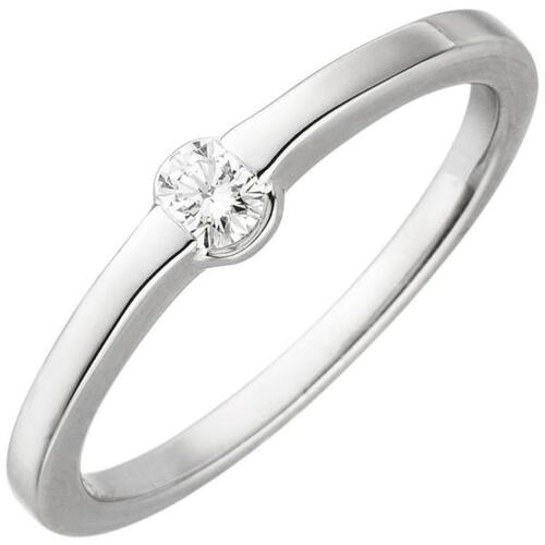 Damen Ring 585 Wei�gold 1 Diamant Brillant 0,15ct. Diamantring (Gr��e: 54)