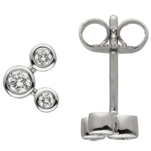 Ohrstecker 585 Gold Wei�gold 6 Diamanten Brillanten Ohrringe Goldohrringe