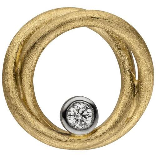 Anh�nger aus 585 Gelbgold eismatt 1 Diamant Brillant 15,2 mm