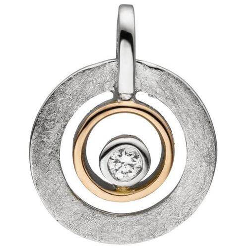 Anh�nger 585 Gold Rotgold bicolor eismatt 1 Diamant Brillant
