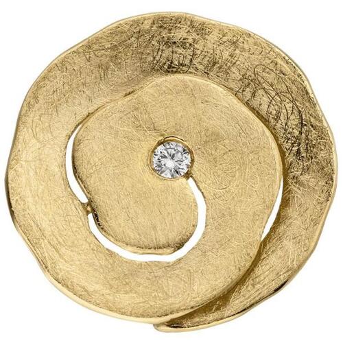 Anh�nger aus 585 Gelbgold eismatt 1 Diamant Brillant rund 21,2 mm