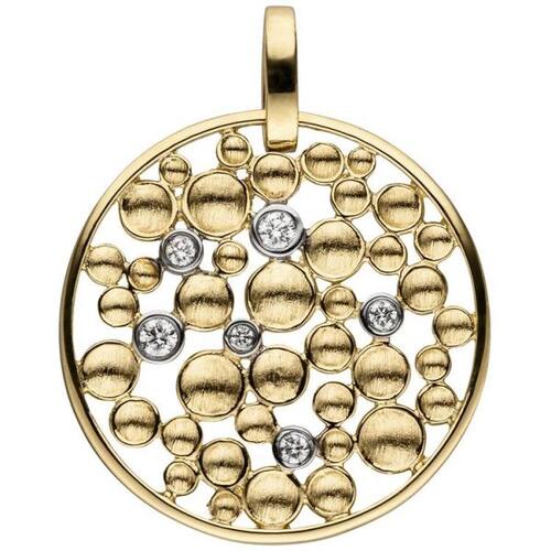 Anh�nger rund 585 Gold Gelbgold 6 Diamanten Brillanten Diamantanh�nger