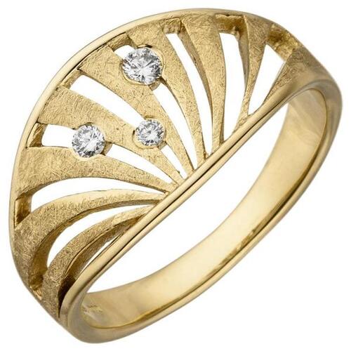 Damen Ring aus 585 Gold Gelbgold eismatt 3 Diamanten (Gr��e: 54)