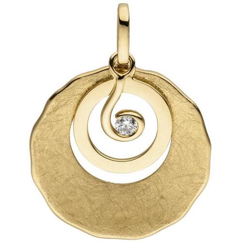 Anh�nger 585 Gelbgold eismatt mit 1 Diamant Brillant Diamantanh�nger