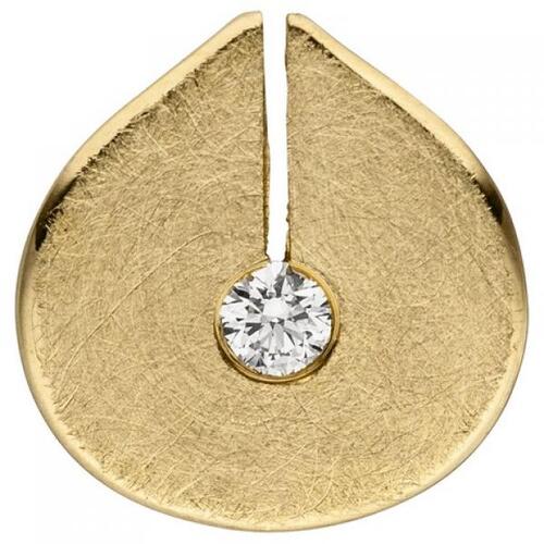 Anh�nger 585 Gold Gelbgold eismatt 1 Diamant Brillant Diamantanh�nger