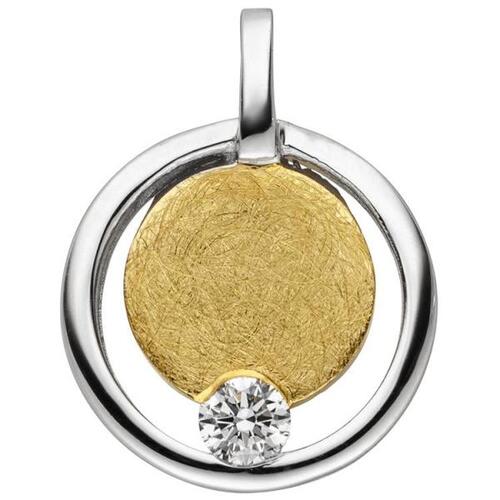 Anh�nger 585 Gold Gelbgold bicolor eismatt 1 Diamant Brillant