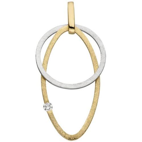 Anh�nger 585 Gold Gelbgold Wei�gold bicolor eismatt 1 Diamant Brillant