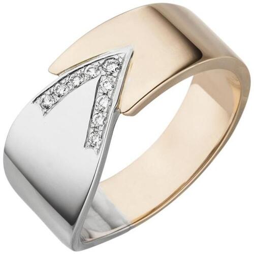 Damen Ring 585 Gold Weißgold Rotgold bicolor 9 Diamanten (Größe: 56) |  Ringe direkt bestellen
