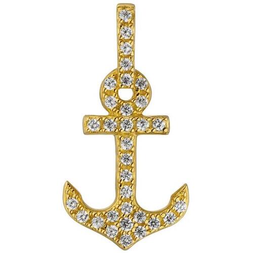 Anh�nger Anker 925 Silber gold vergoldet 32 Zirkonia