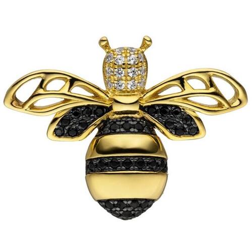 Anh�nger Biene 925 Sterling Silber gold vergoldet 38 Zirkonia
