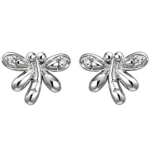 Kinder Ohrstecker Libelle 925 Sterling Silber 4 Zirkonia Ohrringe