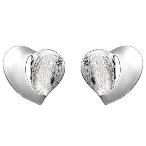 Ohrstecker Herz 925 Sterling Silber eismatt Ohrringe Silberohrringe