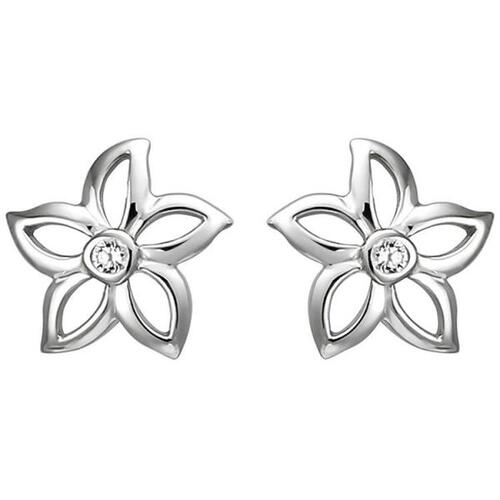 Ohrstecker Blume 925 Sterling Silber 2 Zirkonia Ohrringe Silberohrringe