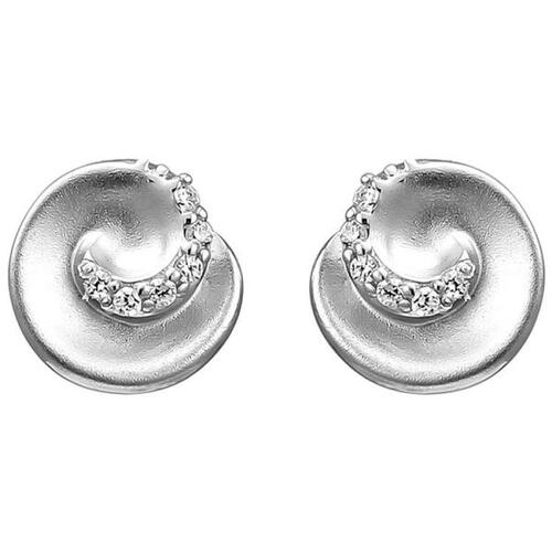 Ohrstecker 925 Sterling Silber matt 12 Zirkonia Ohrringe Silberohrringe