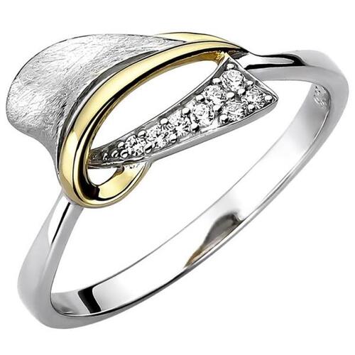 Damen Ring 925 Sterling Silber bicolor eismatt 8 Zirkonia (Gr��e: 60)