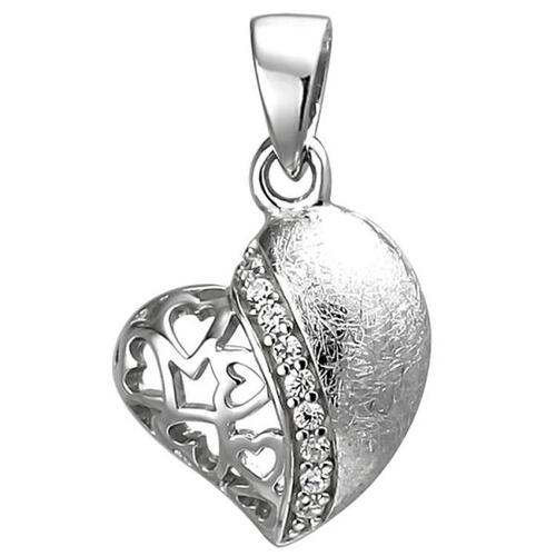Anh�nger Herz 925 Sterling Silber eismatt 9 Zirkonia Herzanh�nger