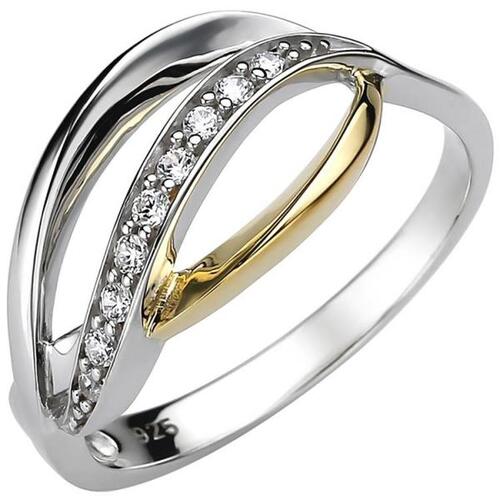 Damen Ring 925 Sterling Silber bicolor 9 Zirkonia (Gr��e: 52)