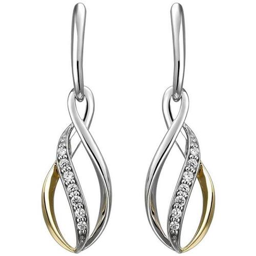 Ohrh�nger 925 Sterling Silber bicolor vergoldet 14 Zirkonia Ohrringe