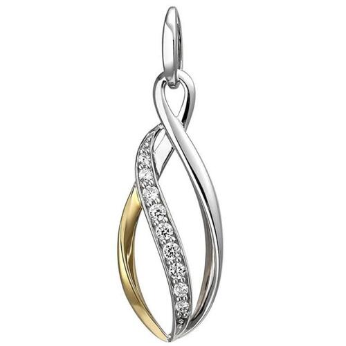 Anh�nger 925 Sterling Silber bicolor vergoldet 9 Zirkonia