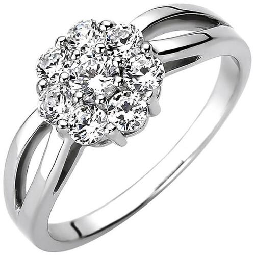 Damen Ring 925 Sterling Silber 8 Zirkonia, 8,7 mm breit (Gr��e: 52)