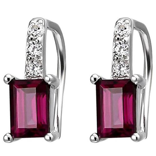 Ohrh�nger 925 Sterling Silber 2 Rhodolithe 6 Zirkonia Ohrringe