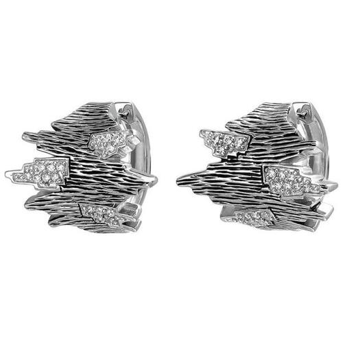 Creolen 925 Sterling Silber geschw�rzt 32 Zirkonia Ohrringe Silbercreolen