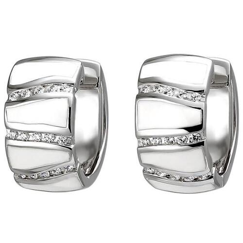 Creolen 925 Sterling Silber 30 Zirkonia und wei�e Emaille-Einlagen